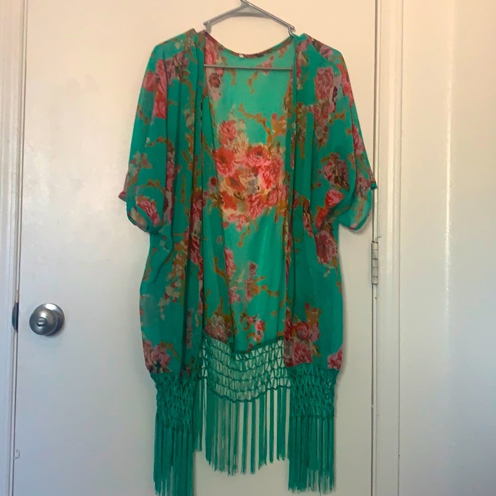 Turquoise sheer blouse